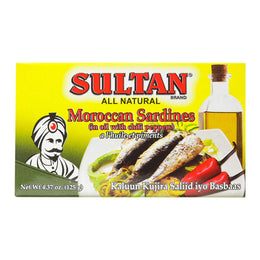 Sultan Sardines Hot سلطان سردين مغربي بالزيت والفلفل الحارّ    4.37 oz Can