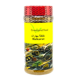 Baharat Spice خلطة بهارات Baharat is a widely used spice blend common in Middle Eastern Cuisine. A versatile spice used in lamb, fish, chicken and beef. 9 oz jar