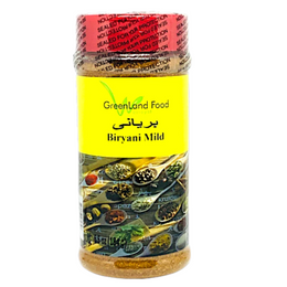 Biryani Mild برياني  This spice is most popular for the simple basic flavor of Biryani that can't be achieved in any other spice. Biryani has a premixed blend that is suitable for every taste bud. 9 oz jar