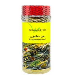 Cardamom Ground هيل مطحون Cardamom has a complex flavor ranging from citrusy, minty, spicy, and herbal, all at the same time, which is the reason why it blends well with a variety of dishes. Cardamom is also used in coffee and tea for the fragrance it has and for its numerous health benefits, such as: Lung health, blood sugar balance, and blood circulation. 6.5 oz jar