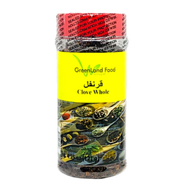 Clove Whole قرنفل   Clove Whole has a sweet, warm flavor, and has a strong bold aroma. This spice works well with cinnamon, nutmeg, and citrus flavor. It can be used in savory dishes, as well as, sweet dishes. 5 oz Jar