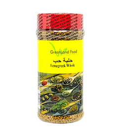 Fenugreek Whole حلبة حب Fenugreek carries a slightly sweet, nutty flavor with a smell that has a cross between celery and maple. Fenugreek is often used in seasoning chicken, fish, stews, and pairs well with vegetables such as okra and spinach. Fenugreek also includes numerous health benefits such as balancing cholesterol, reduce fat mass, and aids in soothing the stomach and digestive problems.   11 oz Jar