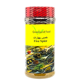 Five Spice خمس بهارات Five Spice is a spice that has a warm, sweet, aromatic flavor, used most commonly in East Asian cuisine such as orange beef, spiced cashews, flank steak, etc. This spice is also used in a variety of sweets and desserts such as sweet potato pie, almond cookies, and chocolate cake. 6 oz Jar