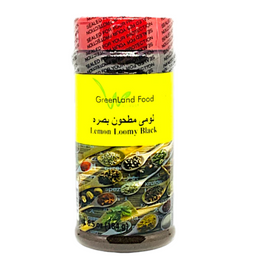 Lemon Loomy Black Ground لومي مطحون بصرة This Middle Eastern derived product is dried limes that is mainly used in foods like chutney, stews and soups, and even Arabic flatbread. Lemon Loomy Black contains vitamin D, vitamin C, and calcium which are all necessities in order to help with muscle growth and strength. 7 oz Jar